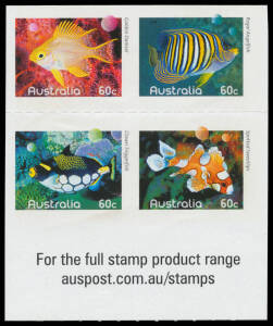 2010 Fish of the Reef part self-adhesive booklet pane of the 4 designs Imperforate.