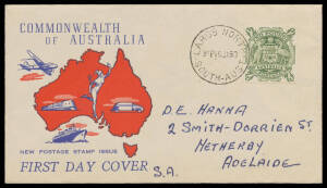 1949-50 Arms 5/- to &pound;2 tied to separate Gower generic FDCs by Adelaide or 'LARGS NORTH' (the &pound;2) cds of the appropriate dates, Cat $2750. (4)