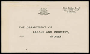 LETTER CARDS: Mostly unused selection of non-scenic issues with a few KGV & KGVI issues, QEII isues complete including 4d & 5d both with 'SPECIMEN' Overprint in Red and Territories x2, also Department of Labour & Industry stampless lettercard with 'This L