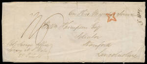 GREAT BRITAIN - ENGLAND: 1831 OHMS outer endorsed "Col Serys Office/Sydney NS Wales/25 July 1831", to Lincolnshire rated "2/6" with ' P /DE15/1831' & Maltese Cross 'CH/15DE1831/ X ' (Charing Cross?) b/s in red, superb four-pointed "star" postal inspector'