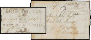 GREAT BRITAIN - ENGLAND: 1843 (Apr 17) entire letter headed "Australind" & signed "WPearce Clifton", to Yorkshire "p Phantom to Mauritius" (endorsed within) light but fine strike of the rare octagonal 'SHIP LETTER/("April") [crown] ("26")/WESTERN AUSTRALI