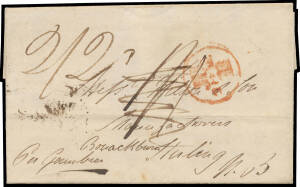 GREAT BRITAIN - SCOTLAND: a very similar letter of the same date & signed by O'Connell, also to Stirling but "Per Gambier" on arrival rated "2/2" with 'JU/ C 8/812' transit b/s & 'JE/1812/11' cds of Edinburgh in red on the face, slightly better quality th