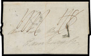 GREAT BRITAIN - SCOTLAND: 1829 entire mercantile letter headed "Hobart Town/.../27 March 1829" & signed "Crombie Maclaren & Co", to Edinburgh with an above-average strike of the small undated oval 'HOBART TOWN/VDL' handstamp, rated "1/8" - amended to "1/-
