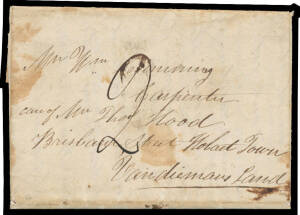 GREAT BRITAIN - SCOTLAND: 1835 entire letter from Dumbartonshire headed "Noblestown Oct 1st 1835" to Hobart from the addressee's uncle, carried per favor to Hobart where rated "2" in black but with no other postal markings, some staining. Ex Rod Moreton. 