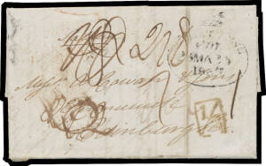 GREAT BRITAIN - SCOTLAND: 1837 entire headed "Hobart Town 23rd May 1837" & signed "Art Crombie", to Edinburgh with crowned-oval d/s of 25MA25/1837, boxed 'INDIA LETTER/DEAL' b/s in red & rated "2/8" in black, London ' S /12NO12/1837' transit b/s & boxed '