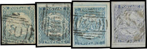 1850-51 Sydney Views TWO PENCE group with Plate I Later Impression, Plate II Early Impressions x2, Intermediate Impressions x2 & Worn Impressions x2, and Plate V x2, all with good to large margins, very fine to superb, cancellations include Barred Numeral