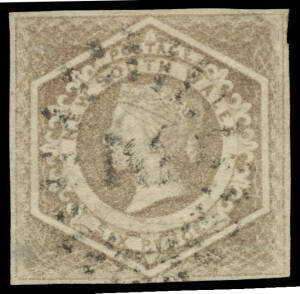 1854-59 Imperforate Large Diadems 6d grey-brown with Error of Watermark '8' (Sideways) SG 96ab, close even margins, notations on the reverse, undercatalogued at &pound;500.