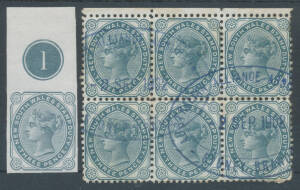 REVENUES: 1880 Small Format 3d imperforate plate proof single with Plate Number '1', and a very fine used block of 6 of the issued stamp. Rare. Ex Charles & Francis Kiddle. [Plate proofs are unrecorded by Peck & Smith (1999)] (2 items)