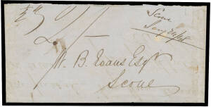 1848 double-rated part-entire from Sydney to Scone endorsed "½oz" & rated "2/-" with postmaster's manuscript endorsement "Scone/Jany 24 48" on the face. [In the early datestamps, the year was fixed. Each December, the implements were sent to Sydney to hav