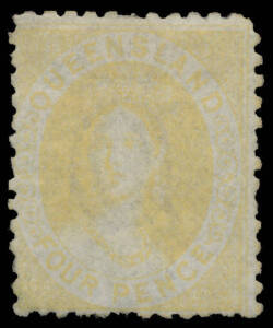 1868-78 Crown/Q Perf 13 4d yellow SG 89, unused, Cat £1900.