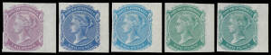 PLATE PROOFS: 2d imperforate colour trials on Crown/SA ungummed paper, the complete set of 15 different. (15)