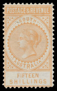 2/6d lilac (minor creases), 5/- pink & 15/- brownish yellow SG 195 196 & 198, large-part o.g., Cat &pound;1000. (3)