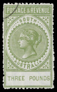 CANCELLED TO ORDER &pound;3 sage-green SG 202a, exceptional centring, characteristic rough perfs, two creases, Cat &pound;600.