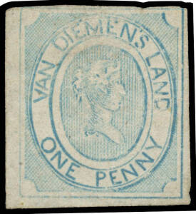 1853 Couriers Medium Soft Yellowish Paper 1d pale blue SG 1, three good to large margins & just touching the outer frameline at the top, skilfully ironed-out crease, a bit grubby, Cat £9500. A very rare unused "Number One". BPA Certificate (1958).