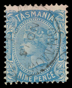 1903 V/Crown 9d blue with the Watermark Sideways BW #T65aa (SG 242c), minor pink stain, Lauceston cds, under-catalogued at $75 (£160). [A very fine example sold at the Prestige auction of 7.2.2009 for $368]