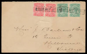 1895 commercial cover to Victoria with Sidefaces De La Rue 1d pair & 2d x2 tied by two strikes of the boxed 'LOOSE SHIP LETTER' h/s of Melbourne (b/s), minor aging. Ex Roger Hosking.