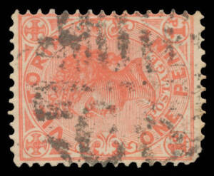 1466: 'MCCCC/66' of Kamarooka North or 'MCCCC/68' of Nicholson good strike on 1d pink. Both rated RRRR. [In our opinion, almost certainly 'MCCCC/66']
