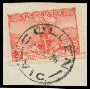 Cullen: 'CULLEN/5JE36/VIC' very fine strike on 2d Cable. Rated RRR. From Cohuna (1) 8.9.1884; closed 11.12.1941.