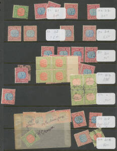 Untidy remainders on stocksheets, in packets & loose, partly annotated with plating notes, a few higher denominations & quite a few CTO noted, some postmark interest, condition rather mixed. (100s)