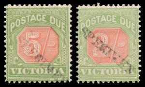 1895-96 New Colours ½d to 5/- SG D11-20 all with seriffed 'SPECIMEN' Handstamp BW #VD11xc-20xa, a few small problems, Cat $1700. Rare. Ex Bechuanaland Post Office Archives. [Absent from Bill McCredie's and Larry Birke's collections] (10)