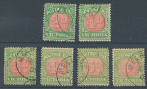 1897-99 New Watermark (Type V3; SG Wmk 'W82') 2d to 6d SG D22-25 plus 2d & 4d shades SG D22a & 23a, CTO with Melbourne cds BW #VD22-25, under-catalogued at $180. (6)