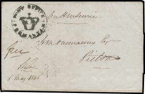 1846 OHMS outer endorsed "free" & signed "JS Roe/6.5.1846" at lower-left, to "HM Ommanney/Picton" with a fine & clearly legible strike of the worn 'POST OFFICE/[crown]/FREMANTLE' undated handstamp, minor blemishes. [Of superior quality to Dr Cecil Walkley