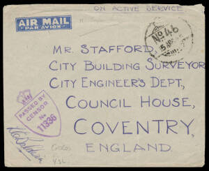 1945 stampless OAS cover to England with a largely very fine strike of the Indian-pattern 'FPO/No 46/15APR45' cds.