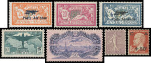 1901-49 Issues in Davo hingeless album with Mersons 10fr red & green and 20fr green & magenta, 1903 Sowers to 35c, 1918 Red Cross **, Pasteur set, 1925 Strasbourg 5fr, most Sinking Fund issues, 1927 Airs (2fr without gum), 1936 Airs to 3fr50c & 50fr "Bank