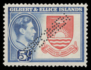 1937-49 KGVI Issues Coronation, Pictorials (some tropicalisation) & Victory (**) SG 40-56 all with 'SPECIMEN' punctures, very lightly mounted, Cat &pound;900. (17)