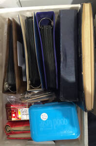 Consignment remainders including a QV album with pickings including two indifferent Penny Blacks, a good range of Official Overprints including better values, KEVII &pound;1 "spacefiller", two pages of Seahorses, some Postage Dues, MEF & Gulf Overprints, etc, c