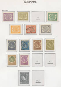SURINAME: Collection in two hingeless albums with useful earlies, later mostly mint including 1902-09 to 25c, 1926 Surcharges, 1950 Cancer, 1951 Juliana, 1953 Pictorials M/S, 1960-74 & 1998-2003 issues virtually complete **, also 1994 UPU Congress album w