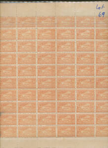 1900 New Designs & Values 1&frac12;d chestnut SG 275b part-sheet of 60 (6x10) with margins at top & base, three units at lower-left are defective, minor tonespots but most units are fine to superb unmounted, Cat &pound;600++ (mounted).
