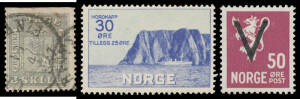NORWAY: Collection in expensive Lighthouse album with a good range of earlies in very mixed condition but with some postmark interest, better later mint sets including 1909-29 Posthorns, 1922-24 Lions, 1926-34 Lions, 1930 North Cape, 1941 'V' Overprints b
