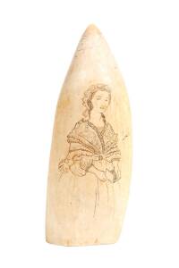 A scrimshaw whale's tooth with female portrait ♦