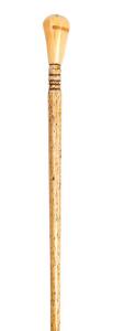 A whalebone walking stick with whale's tooth and pearl shell handle ♦