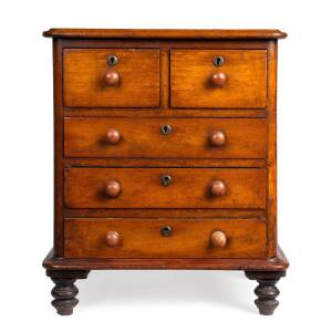 A cedar 5 drawer apprentice chest, 19th century