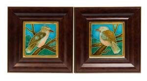 A pair of majolica kookaburra tiles, circa 1910