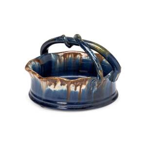 REMUED Pottery rare blue glazed fruit basket