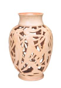 KYLTIE PATE Pierced pottery vase with art deco motif