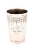 "Molong Agricultural Show, Best Ram Cup, 1879", A Victorian sterling silver beaker trophy