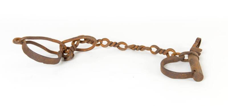 Convict leg irons with twisted links, N.S.W. origin, 19th C