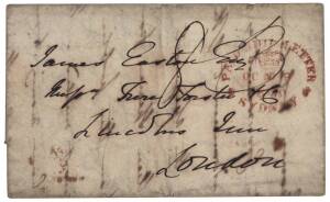 THE END OF THE ASSIGNMENT OF CONVICTS:1840 (Oct.9) Ship letter from Sydney to London with Feb.1841 arrival backstamps. In part, the letter reads "Money and labour is much wanted & the Government, as if purposely to retard the advancement of the Colony has