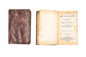 BROWNS RIVER PROBATION STATION:A small leather-bound New Testament [Cambridge, The British and Foreign Bible Society, MDCCCXXXVI]. Endorsed on the title page "Browns River Probation Station" and in another hand "J. Skene" and with the "broad arrow" brand 