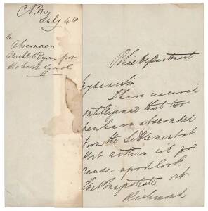 ESCAPE AND RE-CAPTURE - THE LIFE OF A CONVICT AT PORT ARTHURJuly 1844 letter from the Chief Police Magistrate at Hobart regarding the convict Michael Ryan who had absconded "from the Settlement at Port Arthur with no good cause". He was recaptured seven d