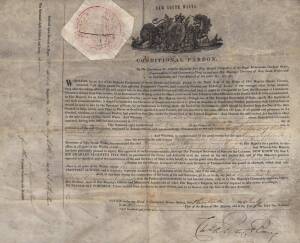 N.S.W. CONDITIONAL PARDON, dated 13th July 1847