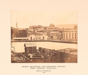 PORT ARTHUR: A group of (4) mounted albumen prints including 2 from the Anson Brothers Studio in Hobart. Includes views of the interior of a cell, the remains of the Commandant's carriage, the interior of the chapel and a general view of the prison buildi