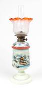 A hand painted glass 19th century vase oil lamp&nbsp;