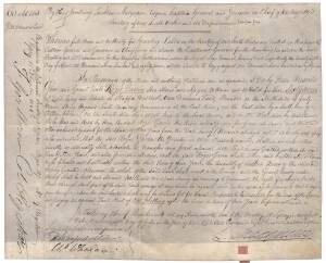 LACHLAN MACQUARIE (1761-1824, 5th Governor of Australia [NSW]), signature on 1821 Land Grant for 60 Acres in Van Diemen's Land, scarce original document.