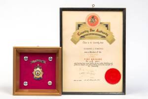 Country Fire Authority long service certificate and medal