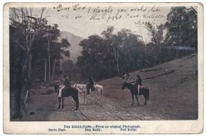 POSTCARD: "The Kelly Gang - From an original Photograph" used RP card (stamp removed) from the Regal Post Card Co's series based on the film "The Story of the Kelly Gang" released in 1906.